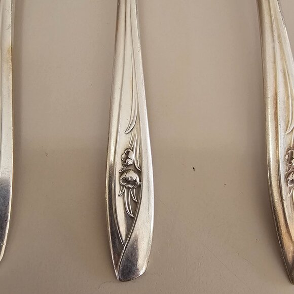 International Silver Tulip Spoon Fork set floral 1950s vtg minimalist MCM 6pc - Picture 4 of 6
